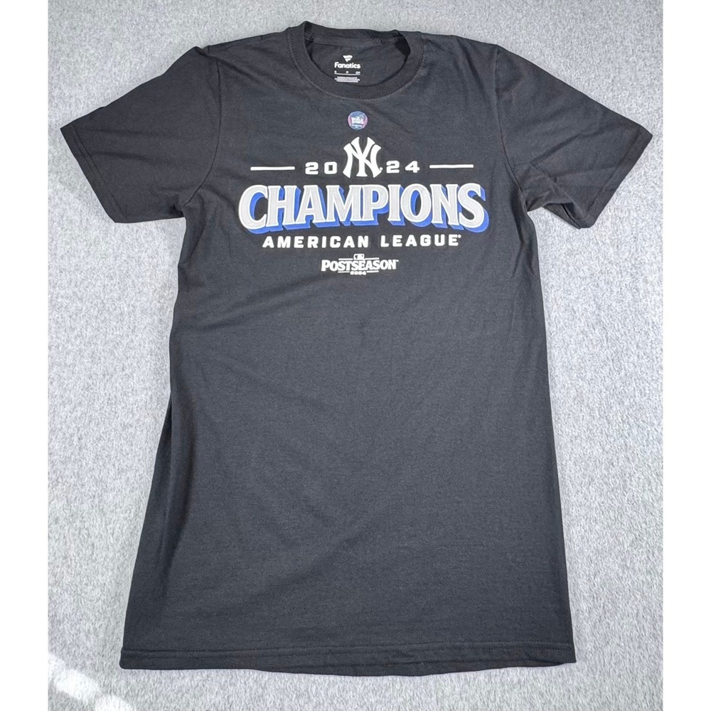 New York Yankees 2024 American League Champions Locker Room T-Shirt Mens S Black
